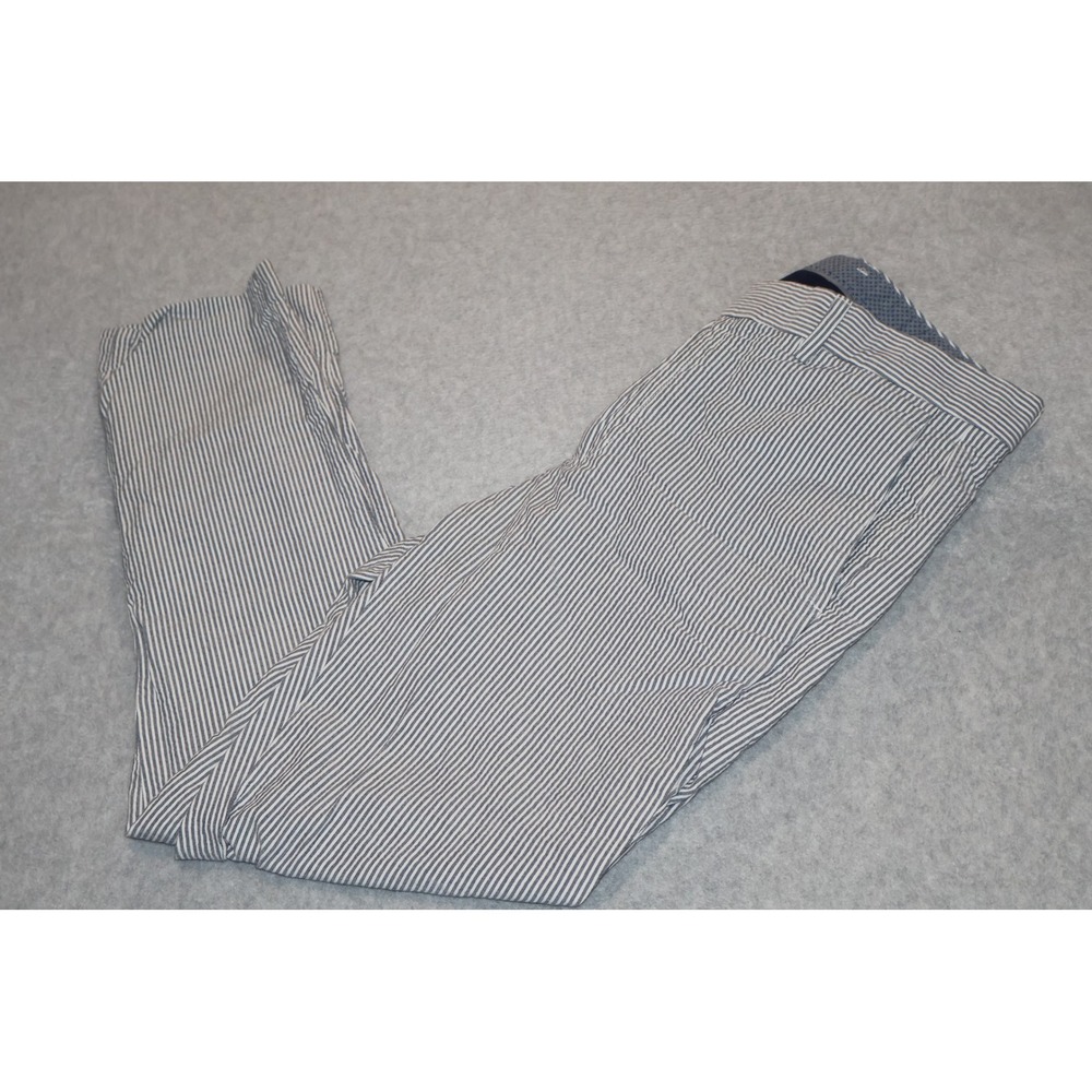 Bonobos Slim Taper Mens 31x30 Gray White Seersucker Striped Chino Pants